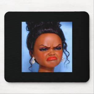 Alfombrilla De Ratón Cara de muñeca negra disgustada enojada meme Disgu