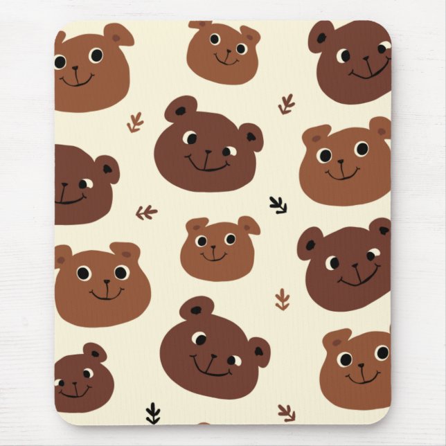 Alfombrilla De Ratón Cara de oso divertida (Frente)