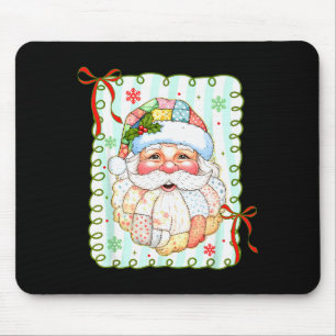 Alfombrilla De Ratón Cara de Santa Claus de Patchwork Coquette Feliz Na