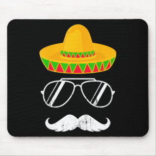 Alfombrilla De Ratón Cara divertida de bigote de Sombrero mexicano para