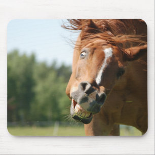 Alfombrilla De Ratón Cara divertida de caballo con labios rizados, ojos