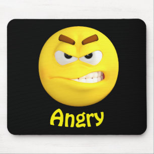 Alfombrilla De Ratón Cara enojada del dibujo animado del Emoticon de la