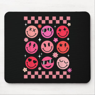 Alfombrilla De Ratón Cara Feliz Rosa Retro Groovy San Valentín 