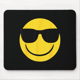 Alfombrilla De Ratón Cara sonriente amarilla con gafas de sol emoji ret