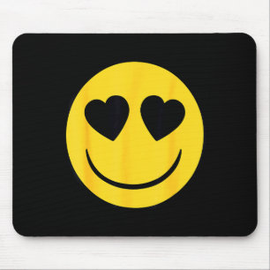 Alfombrilla De Ratón Cara sonriente amarilla con ojos de corazón emoji 