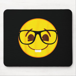 Alfombrilla De Ratón Cara sonriente amarilla oficial de Emoji Nerd Gles