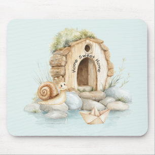Alfombrilla De Ratón Caracol Hogar Dulce Hogar Río Pradera Rocas
