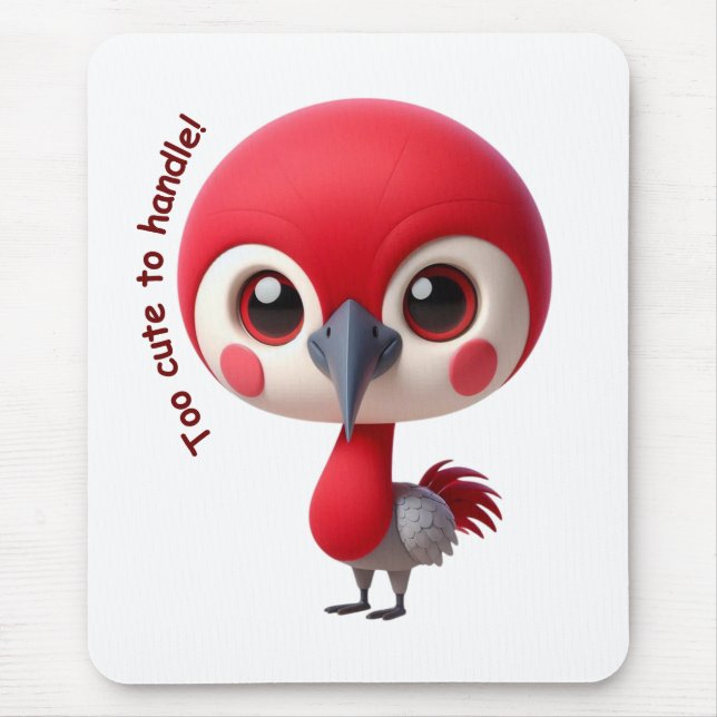 Alfombrilla De Ratón Carácter Adorable de pájaro rojo (Frente)
