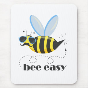 Alfombrilla De Ratón Carácter de abeja con gafas de sol bigote Bee Fáci
