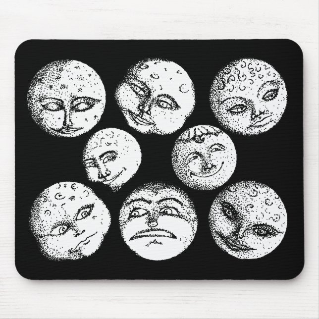 Alfombrilla De Ratón Caras de luna Mousepad - negro (Frente)