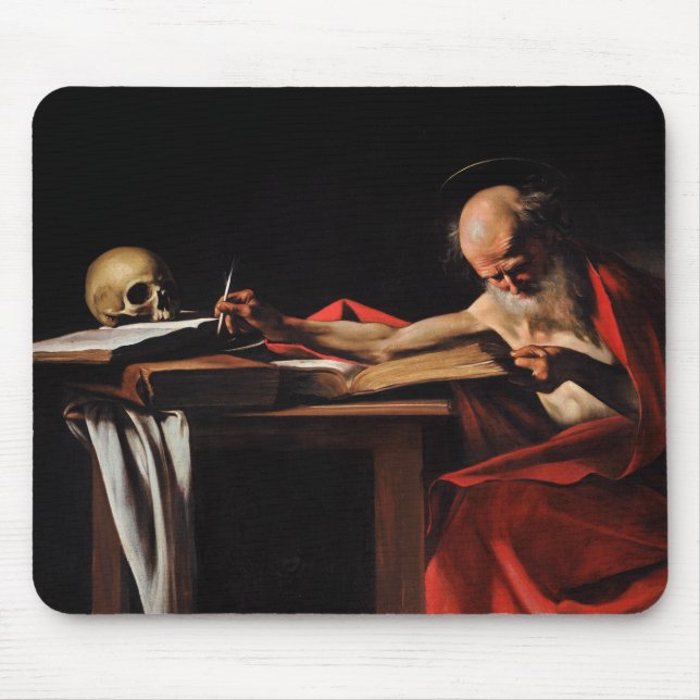 Alfombrilla De Ratón Caravaggio - escritura de Jerome del santo (Frente)