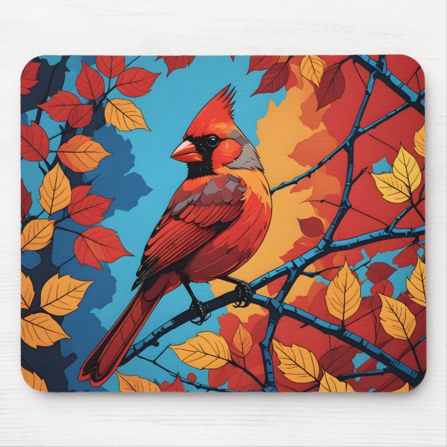 Alfombrilla De Ratón Cardenal en Otoño (Frente)