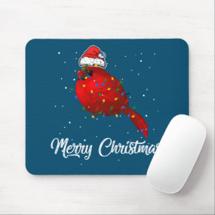 Alfombrilla De Ratón Cardenal Navidades de pájaros de traje ligero card