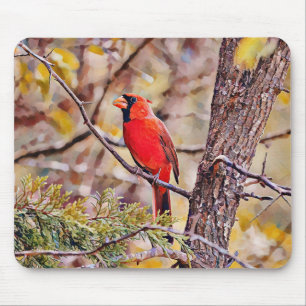 Alfombrilla De Ratón Cardenal rojo Bird Art Mouse Pad