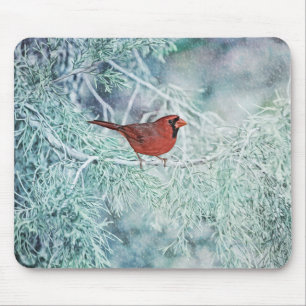 Alfombrilla De Ratón Cardenal Rojo Bird Winter Art Mouse Pad