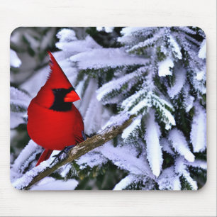 Alfombrilla De Ratón Cardenal rojo invernal