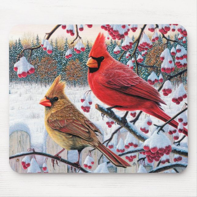 Alfombrilla De Ratón Cardenales de invierno (Frente)