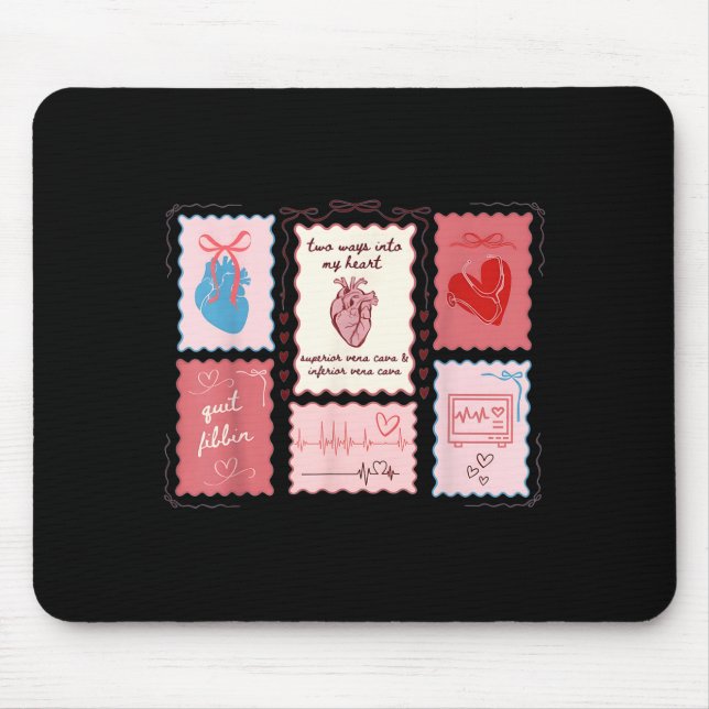 Alfombrilla De Ratón Cardiac Nurse Scalloped Stamp Heart Anatomy Coquet (Frente)