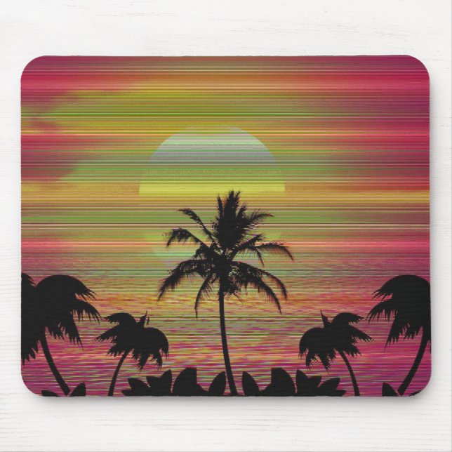 Alfombrilla De Ratón Caribe Sunset Vaporwave Estética Retro 80s 90s (Frente)