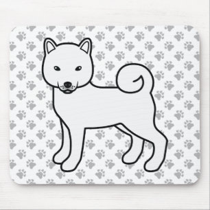 Alfombrilla De Ratón Caricatura de Shiba blanca Inu Perro y Papas