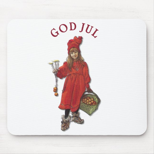 Alfombrilla De Ratón Carl Larsson Brita como Iduna dice Dios Jul (Frente)