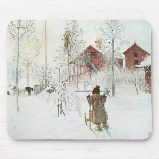 Alfombrilla De Ratón Carl Larsson - jardín y la casa del lavado (Frente)