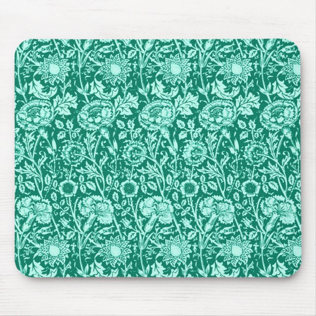 Alfombrilla De Ratón Carnación Art Nouveau Damask, Turquesa y Aqua (Frente)