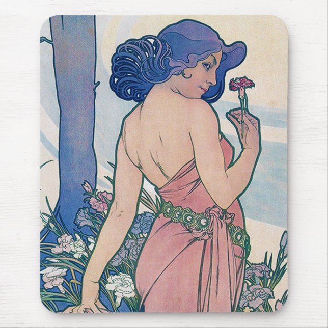Alfombrilla De Ratón Carnación (Cuatro Flores), Alphonse Mucha (Frente)