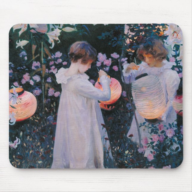 Alfombrilla De Ratón Carnation Lily Lily Rosa John Singer Sargent Art (Frente)