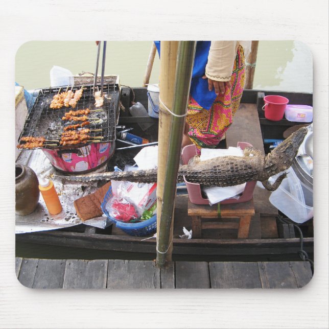 Alfombrilla De Ratón Carne de cocodrilo barbacoa ... Comida callejera e (Frente)