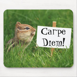 Alfombrilla De Ratón ¡Carpe Diem! Chipmunk con el Rótulo