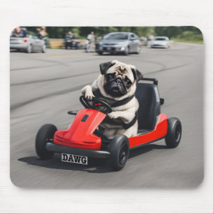 Alfombrilla De Ratón Carrera de Pug go-kart