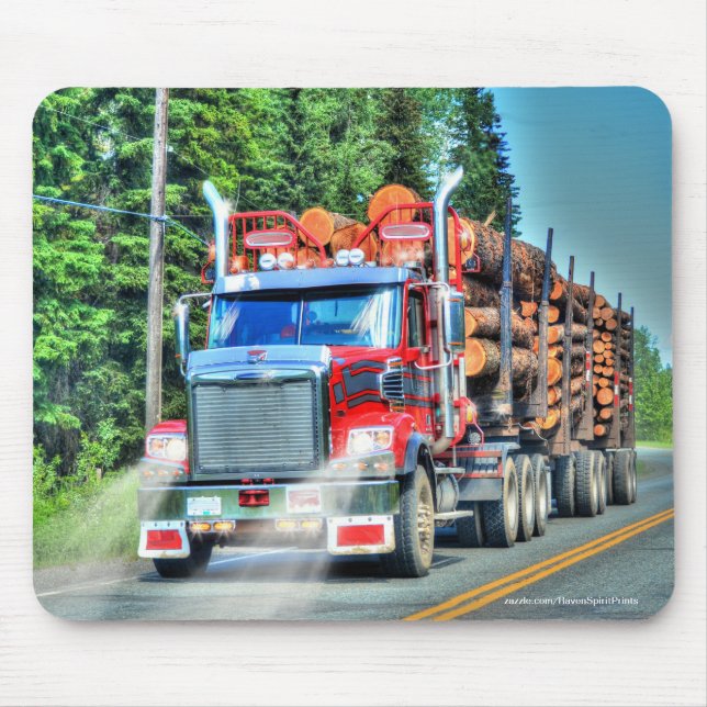 Alfombrilla De Ratón Carretera Red Logging Truck Highway Art III (Frente)
