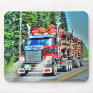 Alfombrilla De Ratón Carretera Red Logging Truck Highway Art III