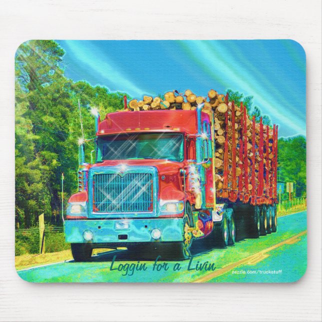 Alfombrilla De Ratón Carretera Red Logging Truck Highway Mosepad (Frente)