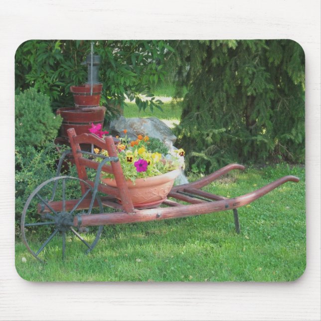 Alfombrilla De Ratón Carretilla con las flores (Frente)