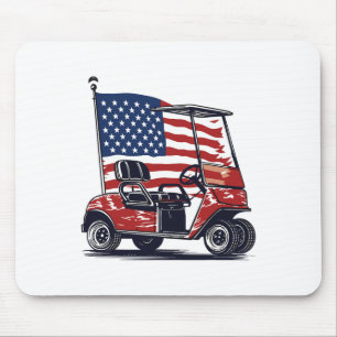 Alfombrilla De Ratón Carro De Golf Bandera Americana 4 De Julio Deporte