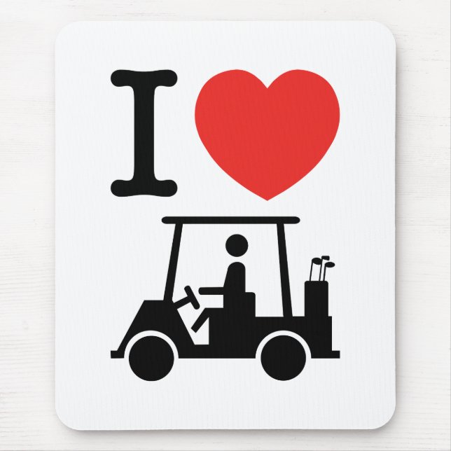 Alfombrilla De Ratón Carro de golf I Heart (Love) (Frente)