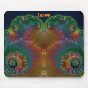 Alfombrilla De Ratón CARSON ~ Naranja verde Diseño amarillo y azul