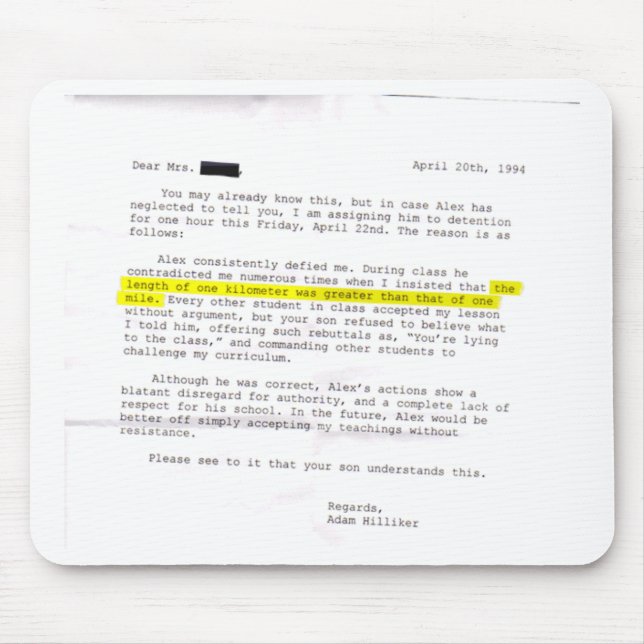 Alfombrilla De Ratón Carta del profesor - "¡Acepten mis enseñanzas!" (Frente)