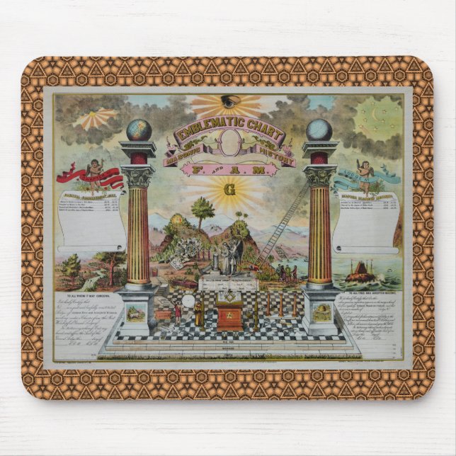 Alfombrilla De Ratón Carta masónica (con la frontera de encargo) (Frente)