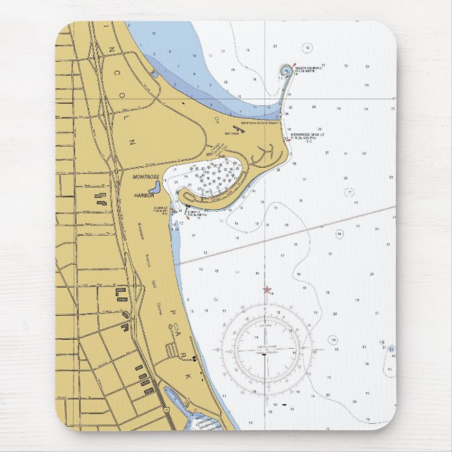 Alfombrilla De Ratón Carta náutica Mousepad del puerto de Chicago IL (Frente)