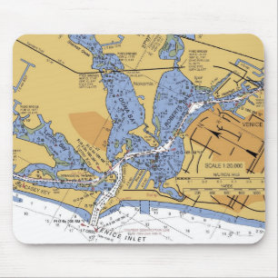 Alfombrilla De Ratón Carta náutica Mousepad del puerto de Venecia, la