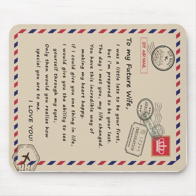 Alfombrilla De Ratón Carta Personalizada A Mi Futura Esposa (Frente)