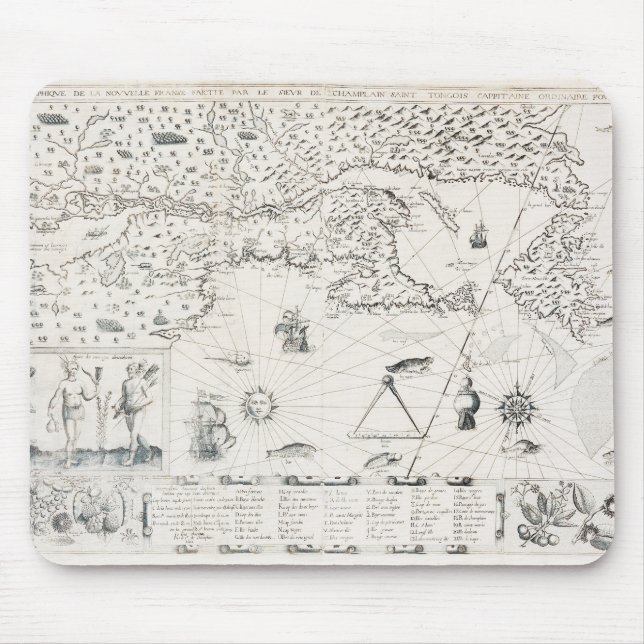 Alfombrilla De Ratón Carte Française Canada (Québec) par Champlain 1612 (Frente)