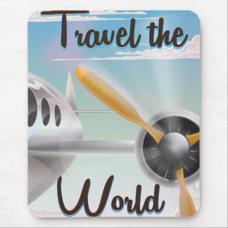 Alfombrilla De Ratón Cartel clásico de avión de viaje por el mundo