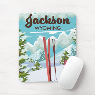 Alfombrilla De Ratón Cartel de esquí de Jackson Wyoming