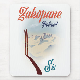 Alfombrilla De Ratón Cartel de esquí de Zakopane Polonia