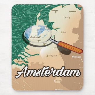 Alfombrilla De Ratón cartel de vacaciones de mapa vintage de Ámsterdam