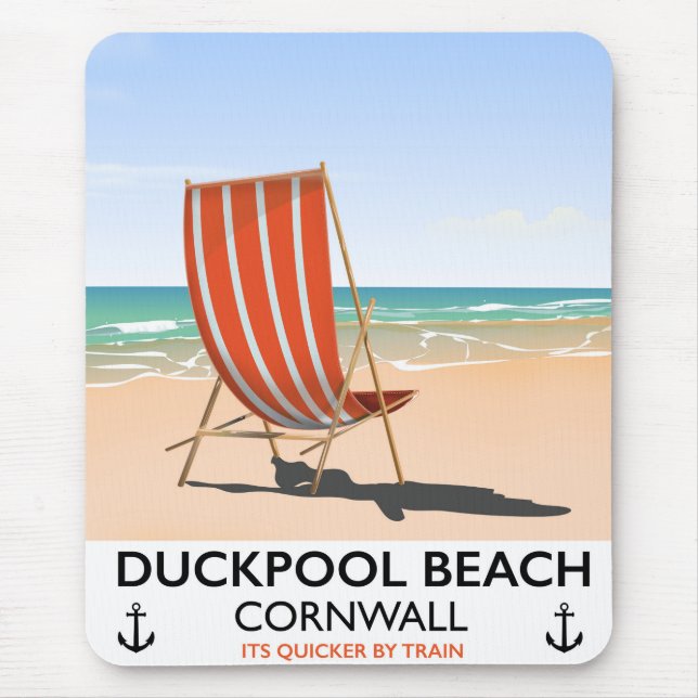 Alfombrilla De Ratón Cartel de viaje a Duckpool Beach Cornwall (Frente)